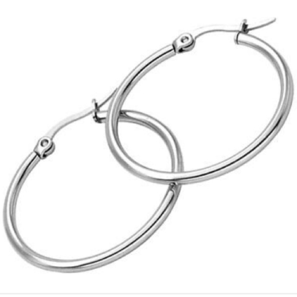 1 LEFT! 💋 HYPOALLERGENIC S. STEEL HOOP EARRINGS - Picture 2 of 3